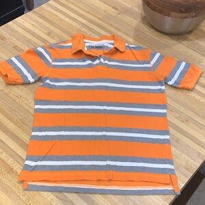 URBAN Pipeline Boys Orange & Gray Striped Polo Shirt Large Jr